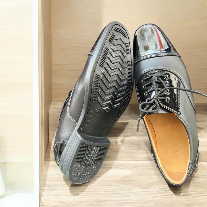 Giày Tây Nam Da Bóng Thiết Kế Mới Kiểu Dây Cột Classic Kết Hợp Bo Chun 2 Bên, Có Khâu Đế Chắc Chắn Chống Trơn Trượt 6