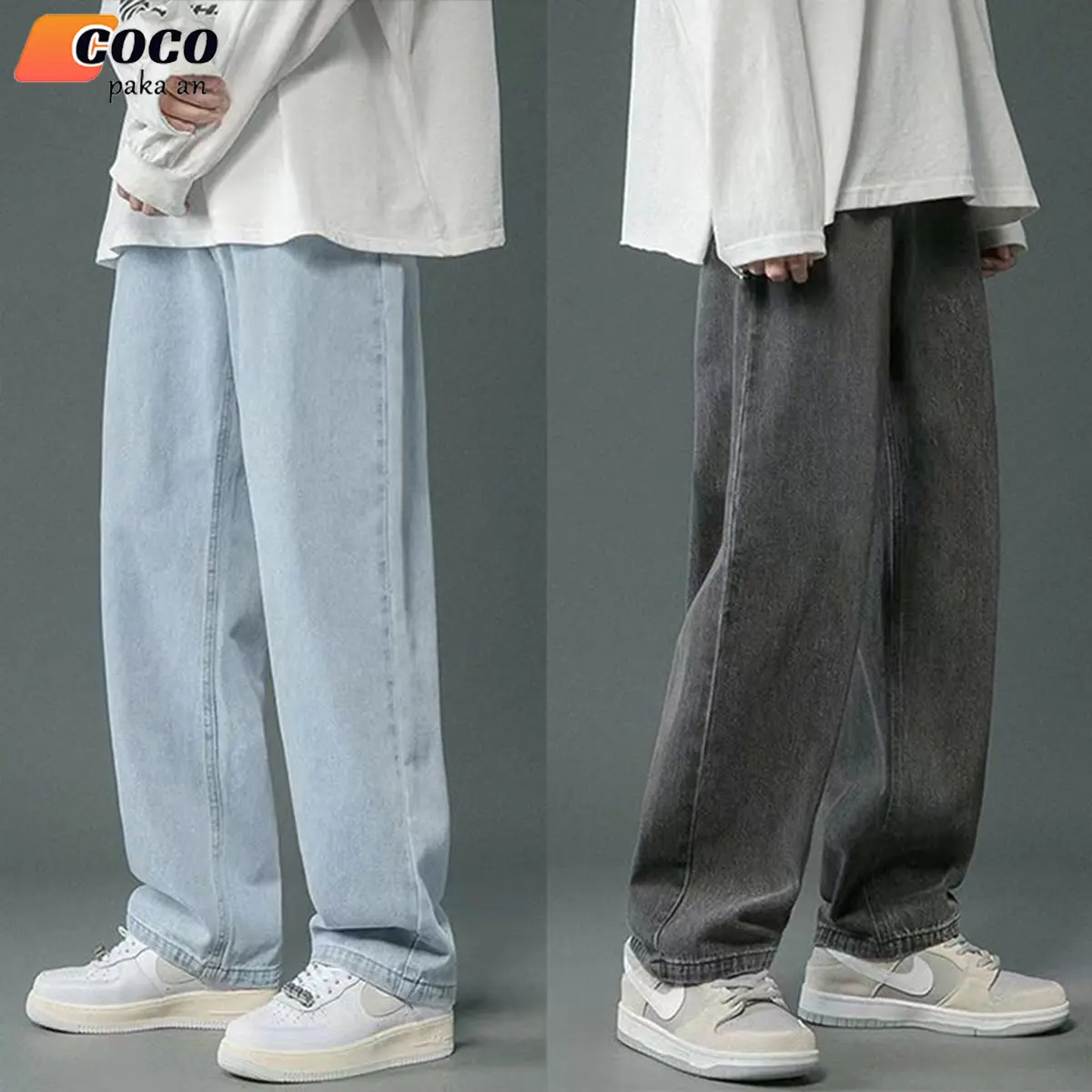 Jeans pria Celana panjang pria jeans loose  jeans pria Celana kulot pria retro
