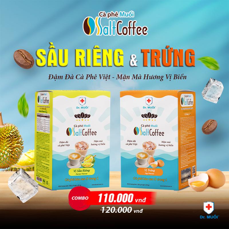 Combo Cà Phê Muối Hương Vị Mới Lạ Sáng Tạo Creative - Vị Sầu Riêng Vị Trứng 9 gói hộp - SaltCoffee