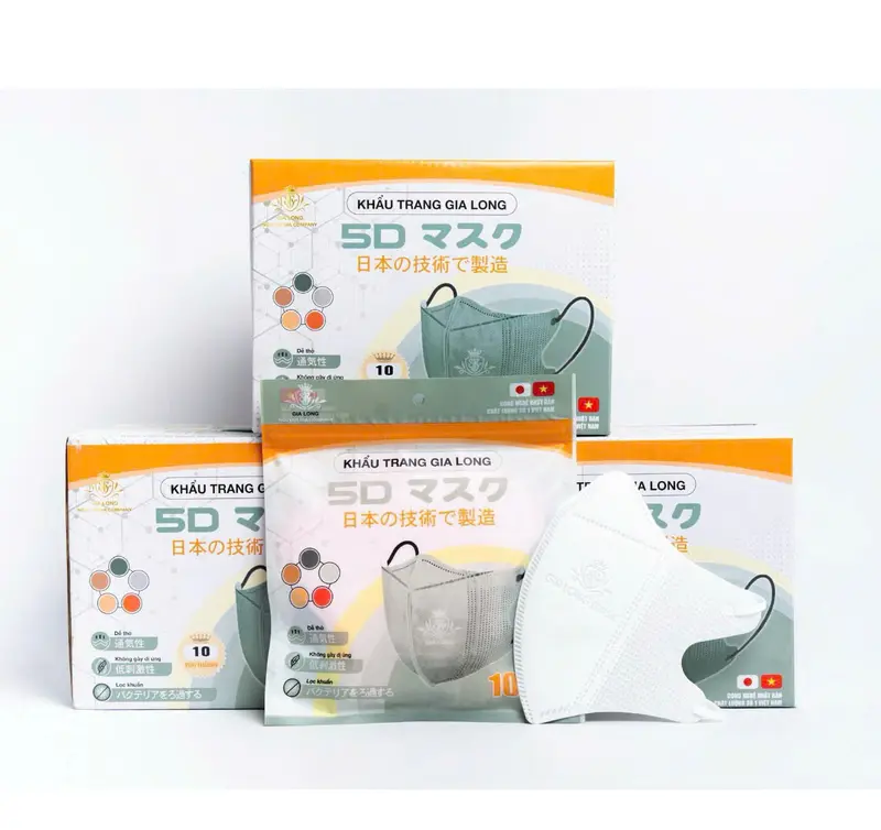 Khẩu Trang 5D Gia Long 3 Lớp, Chất Lượng Cao, Chống Bụi Mịn PM2.5, Vi Khuẩn Và Các Tác Nhân Gây Hại Trong Không Khí 1
