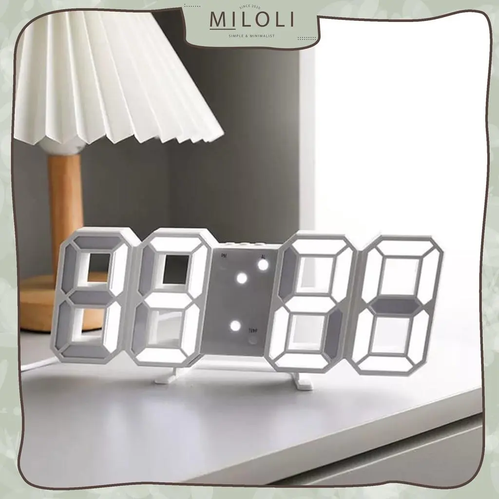 [MILOLI] Jam Digital 3D Clock LED Meja Alarm Dinding Clock Aesthetic Korean Style Premium - F0172