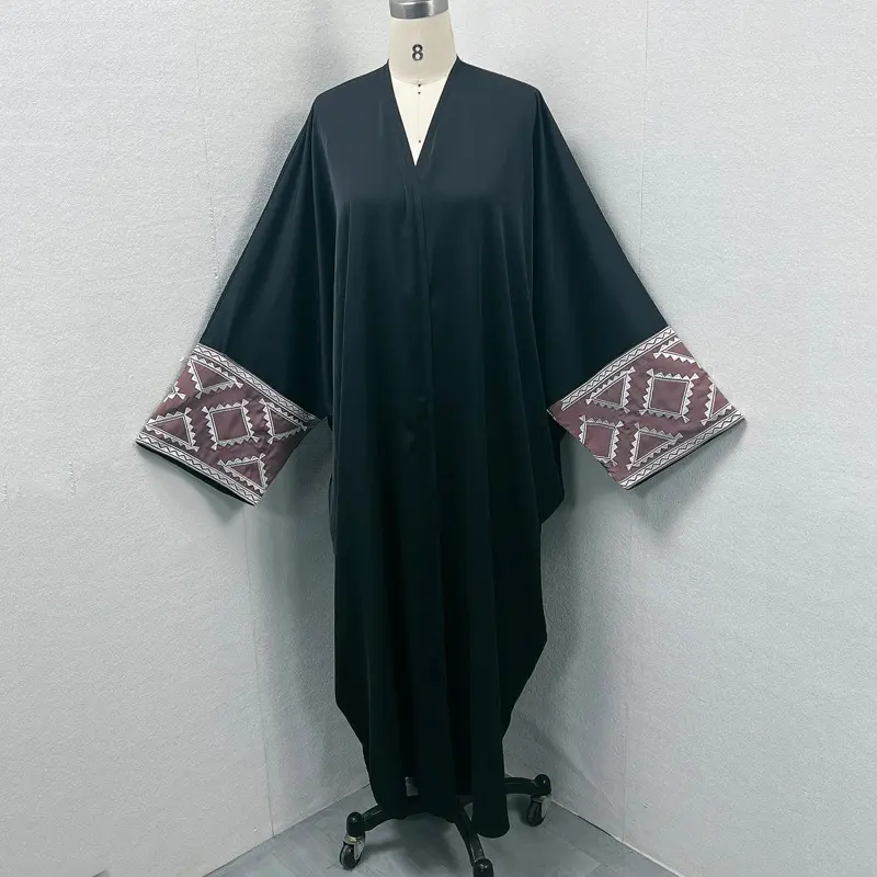 2025 Muslim Middle East Dubai Women's Embroidered Bat Sleeve Loose Cardigan Gown Dress dress  abaya  top 3