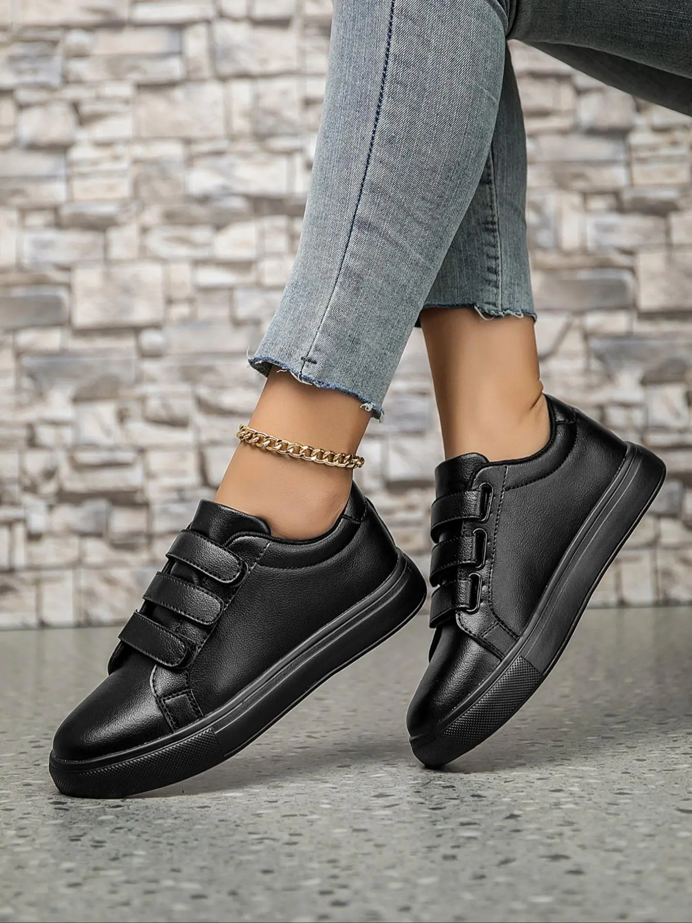 Women's Fashionable Velcro Design Skate Shoes, Casual Comfortable Sports Shoes for Daily Wear, Female All-match Round Toe Shoes for Daily Wear, Sneaker Trainer