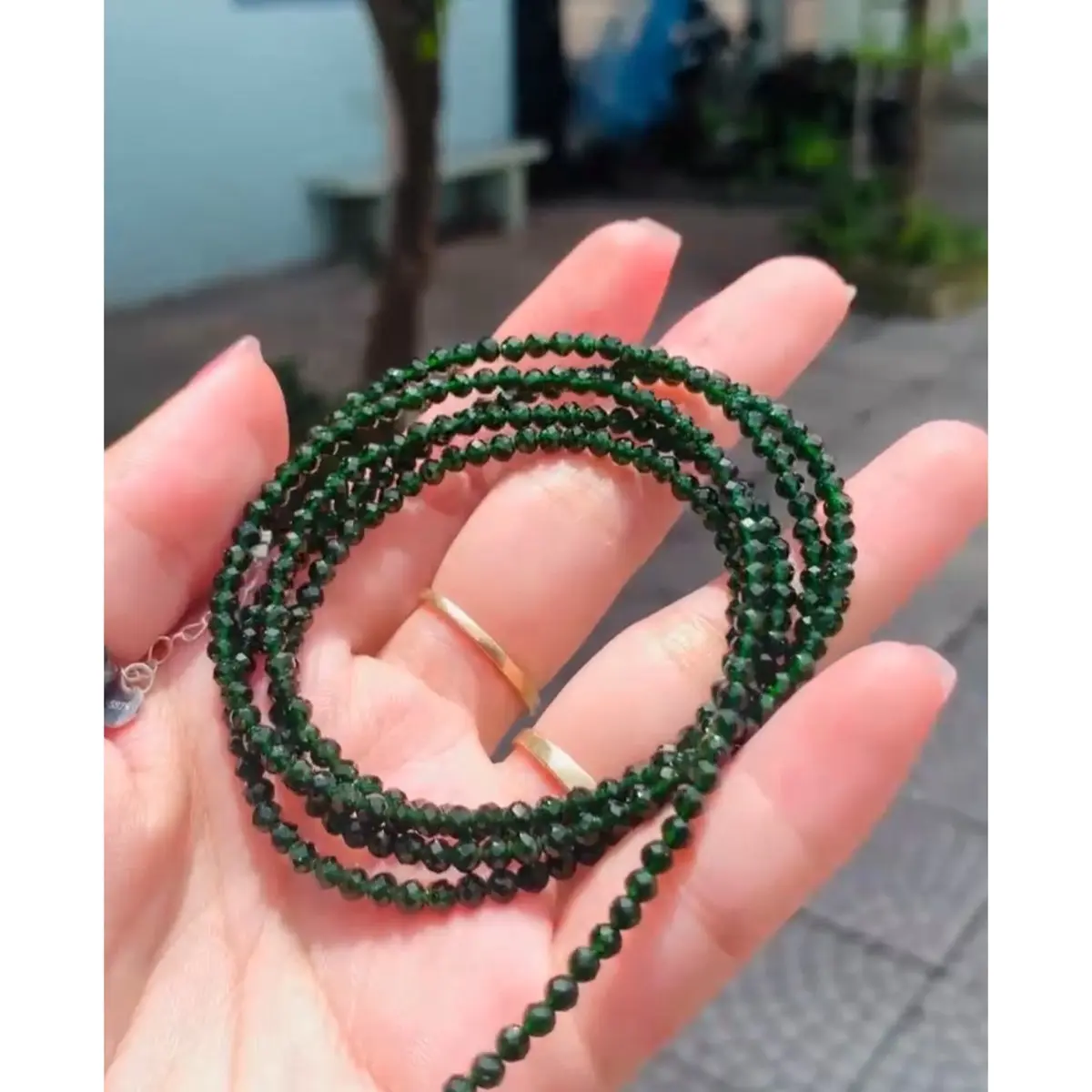 Vòng tay saphia cát xanh 3,1-3,2 li hoả mộc báo size tay