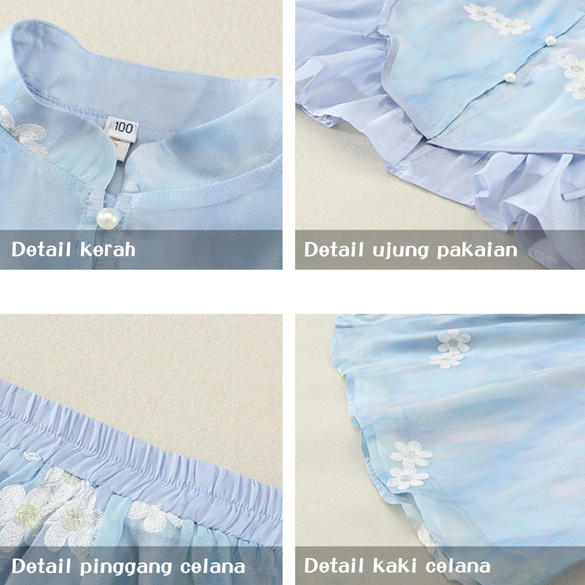 Ceria-Setelan Musim Panas Anak Perempuan/ Set Dua Potong Gaun Tanpa Lengan dengan Motif Bunga 2026