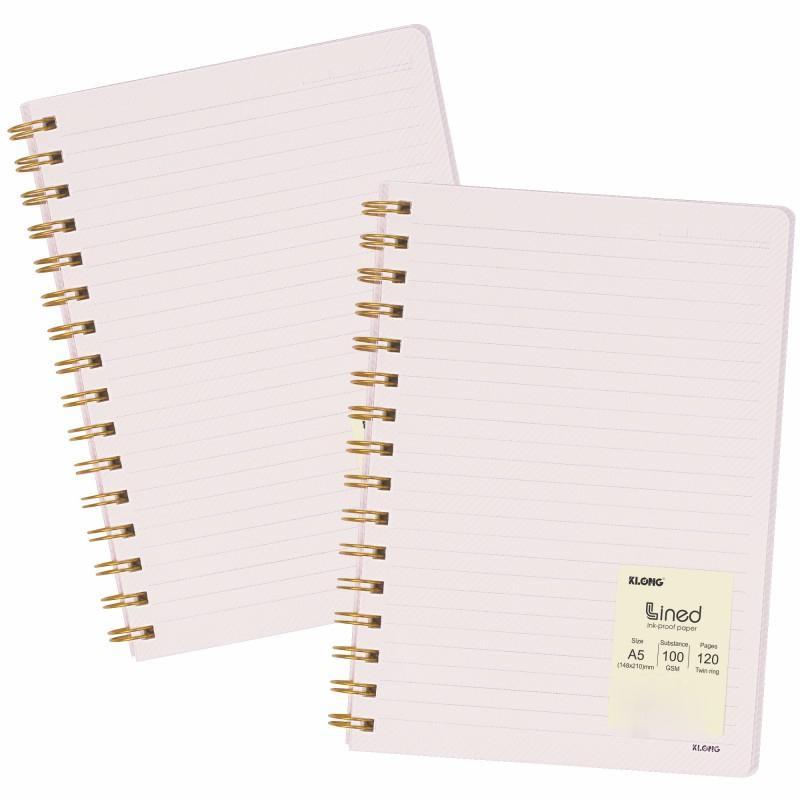 Vở lò xo kép bìa nhựa trong suốt caro 6x6 5x5mm - kẻ ngang nét đứt A5 B5 Klong tùy chọn VPPTUEMINH [Tổng hợp]