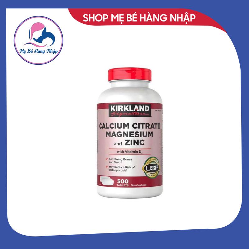 Viên Uống bổ sung canxi Kirkland Calcium Citrate Magnesium and Zinc 500 Viên Của Mỹ