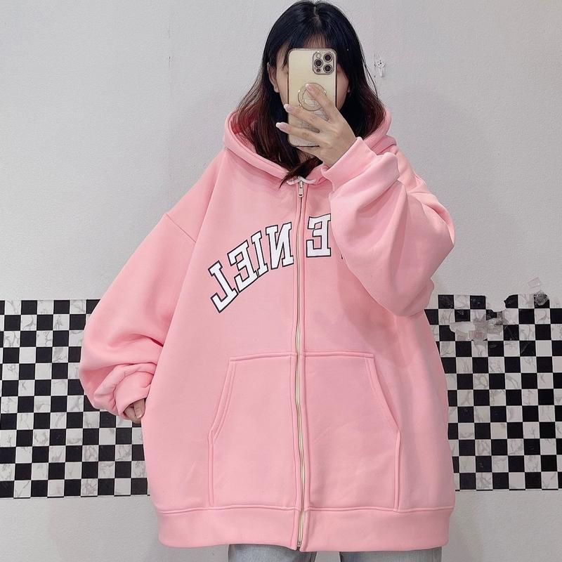 ÁO KHOÁC HOODIE ZIP MÀU HỒNG CHỮ JUVE NIEL