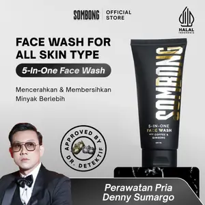 SOMBONG 5-in-1 Face Wash With Coffee & Ginseng Sabun Pembersih Wajah Pria 100ml