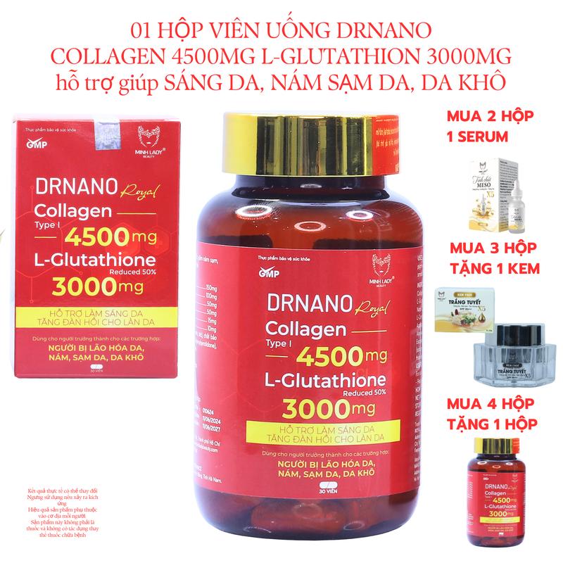 01 HỘP VIÊN UỐNG DR.NANO MINH LADY HỖ TRỢ GIÚP NÂNG TÔNG VÀ HỖ TRỢ GIÚP BỔ SUNG COLLAGEN CHO DA 30 Viên nang