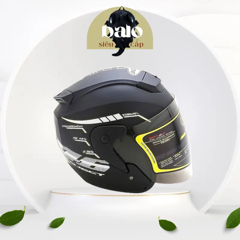 Mũ bảo hiểm 3/4 có kính cao cấp BOPA tem 46 - Màu trắng đen Helmet 0