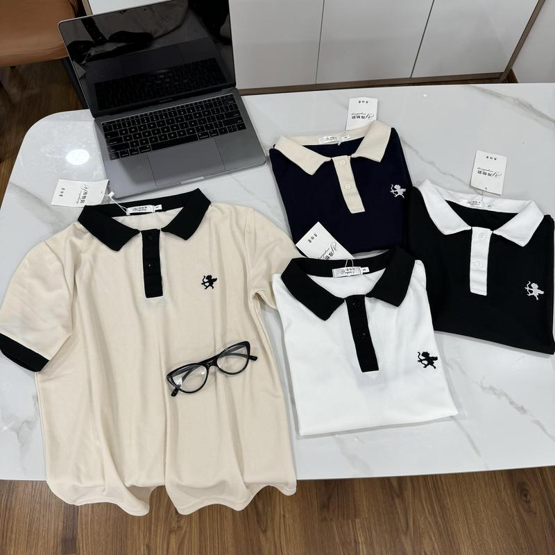 Áo Polo Women Chất Tổ Ong 2 Da Cao Cấp Thấm Hút Mồ Hôi Thêu Tim, Thêu Mèo, Thêu Cupid, Thêu Thỏ 5