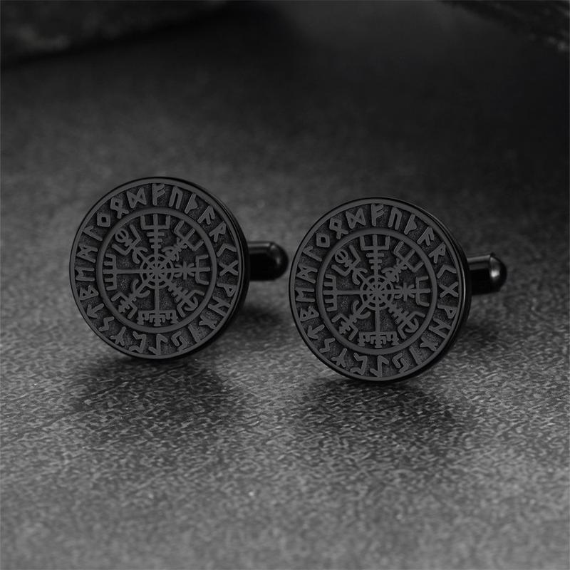FaithHeart Viking Rune Compass Cufflinks Stainless Steel 1