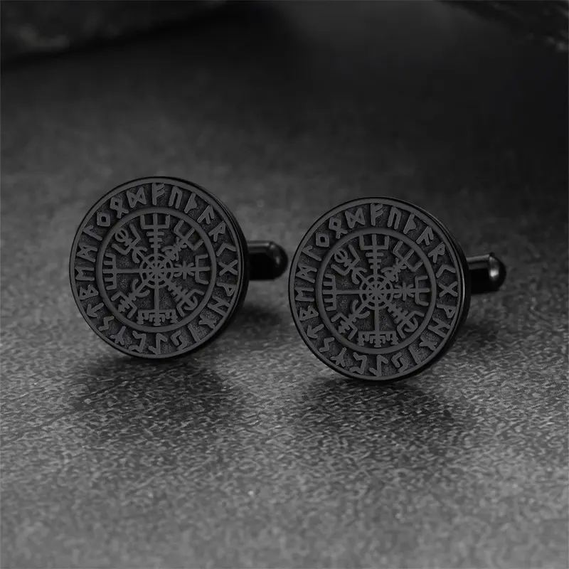FaithHeart Viking Rune Compass Cufflinks Stainless Steel 1