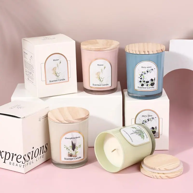 Wooden Lid Glass Cup Candle, 1 Count Scented Candle, Home Fragrance Candle, Decorative Candle for Home Decor, Vanity Decor Accessories, Freshener 0