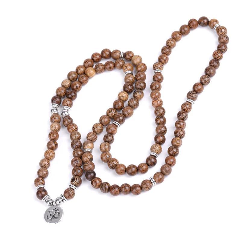 Product Introduction of Bracelets，Gelang Buddha OM, Manik Kayu Berbilang Lapisan, Pesona Mala Buddha Tibet, Gelang dan Kalung Rosari, Kayu untuk Yoga, Barang Kemas untuk Wanita dan Lelaki Bracelets 6