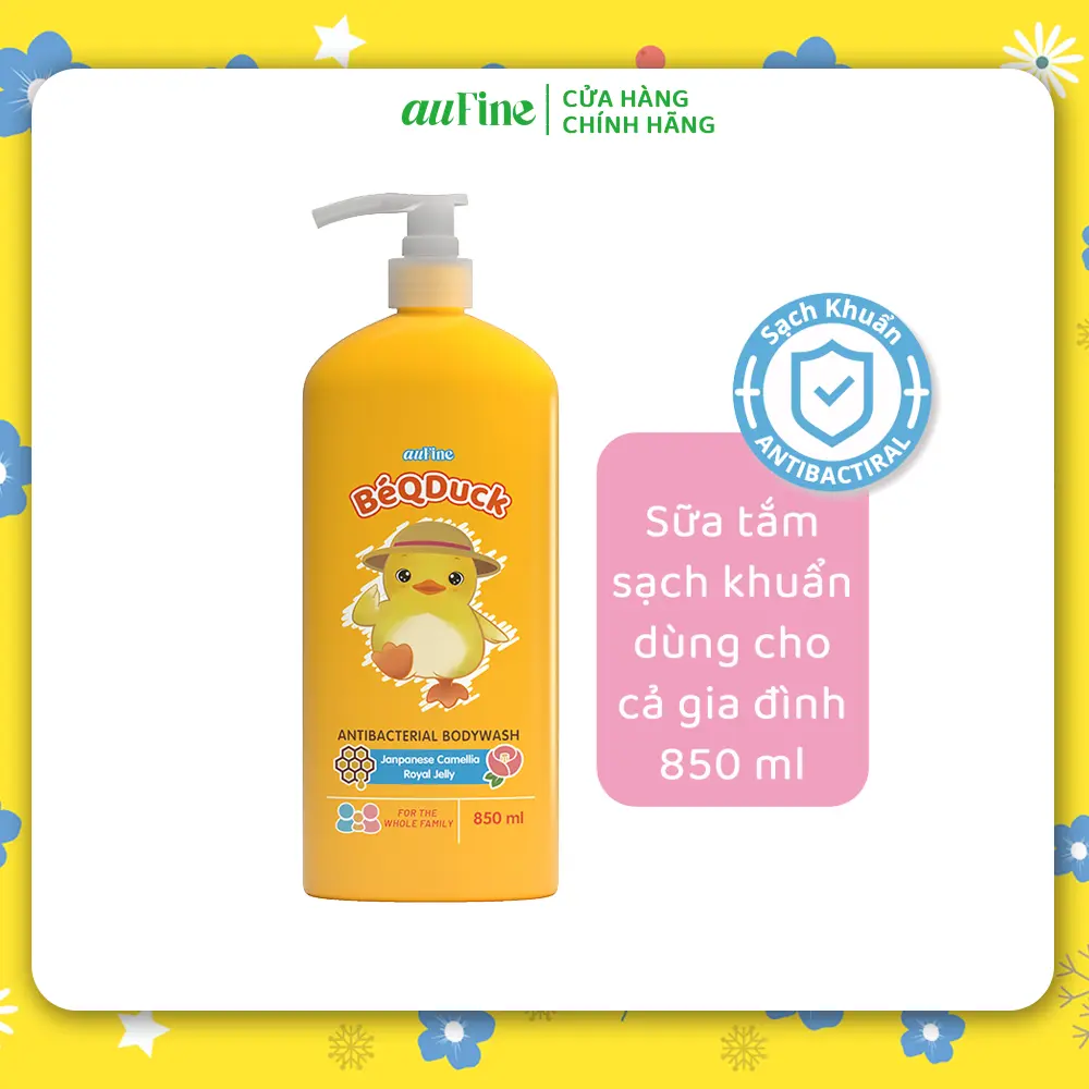 Sữa tắm sạch khuẩn AUFINE Bé Q Duck 850ml DÙNG CHO CẢ GIA ĐÌNH