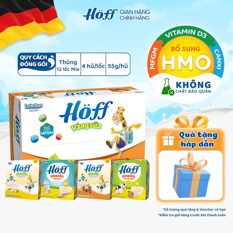 [1] Váng sữa cho bé ăn dặm mix vị Hoff bổ sung dinh dưỡng canxi HMO MFGM DHA vitamin D3 khoáng chất hỗ trợ phát triển trí não hỗ trợ tăng cường miễn dịch thùng 12 lốc (48 hộp x 55g) - LIVE