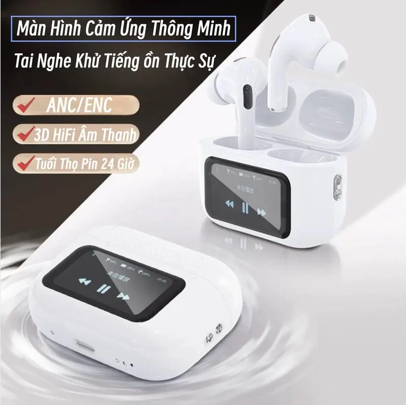 Tai nghe thông minh A9 PRO ANC/ENC, màn hình LCD cảm ứng màu, siêu trầm, Bluetooth 5.4, hình nền tùy chỉnh, hiển thị lời bài hát 2