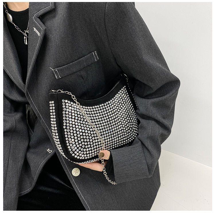 Rhinestone chain bag - Women