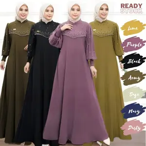 Firlya Dress / Gamis Crinkle Airflow Premium / Baju Muslim Wanita Dewasa / Dress Payet Mutiara / Dress Formal Casual Simple