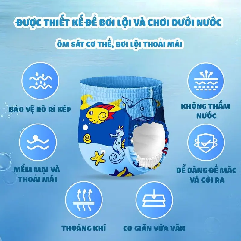 [Combo 5] Miếng Tã/ Bỉm Quần Bơi Cao Cấp Aiwibi Cho Bé 3