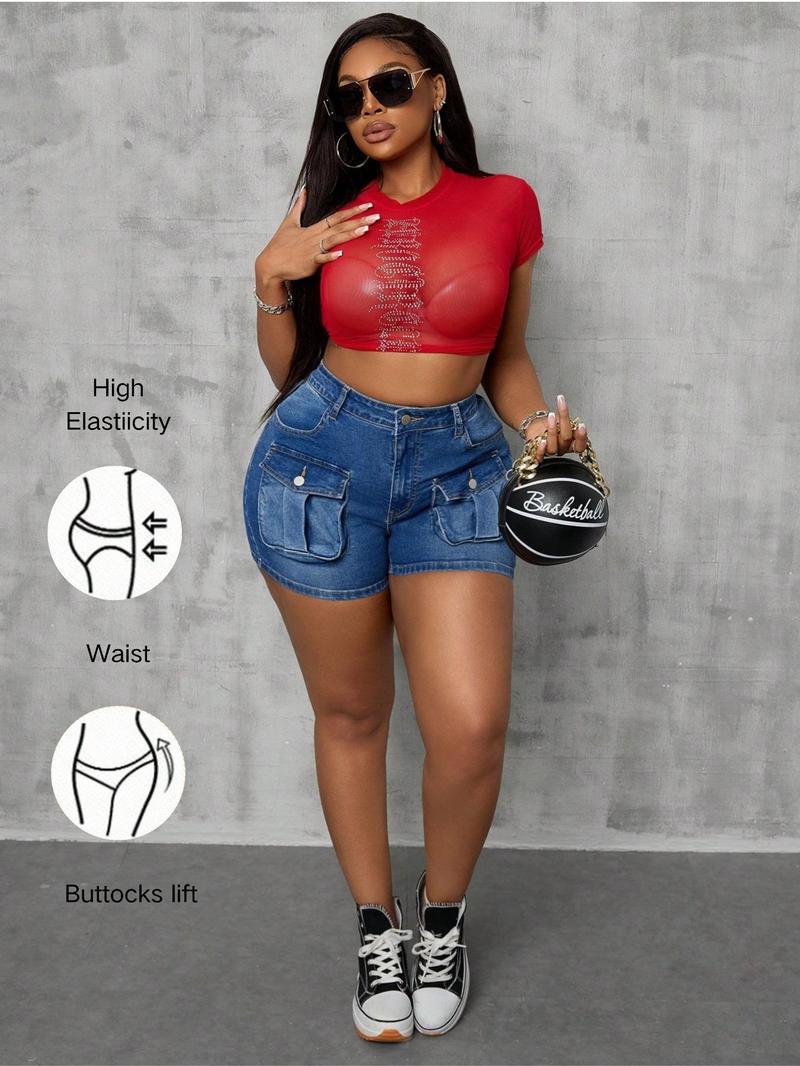 Product Introduction of Women's Denim Shorts, Casual Fashion Pocket Design Shorts for Daily Wear, Ladies Bottoms for Summer 1