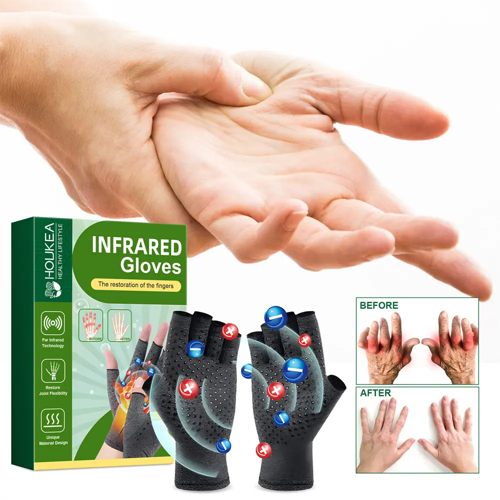 Houkea Arthritis Compression Glove Rheumatoid Osteoarthritis Open Finger Thumb Gloves
