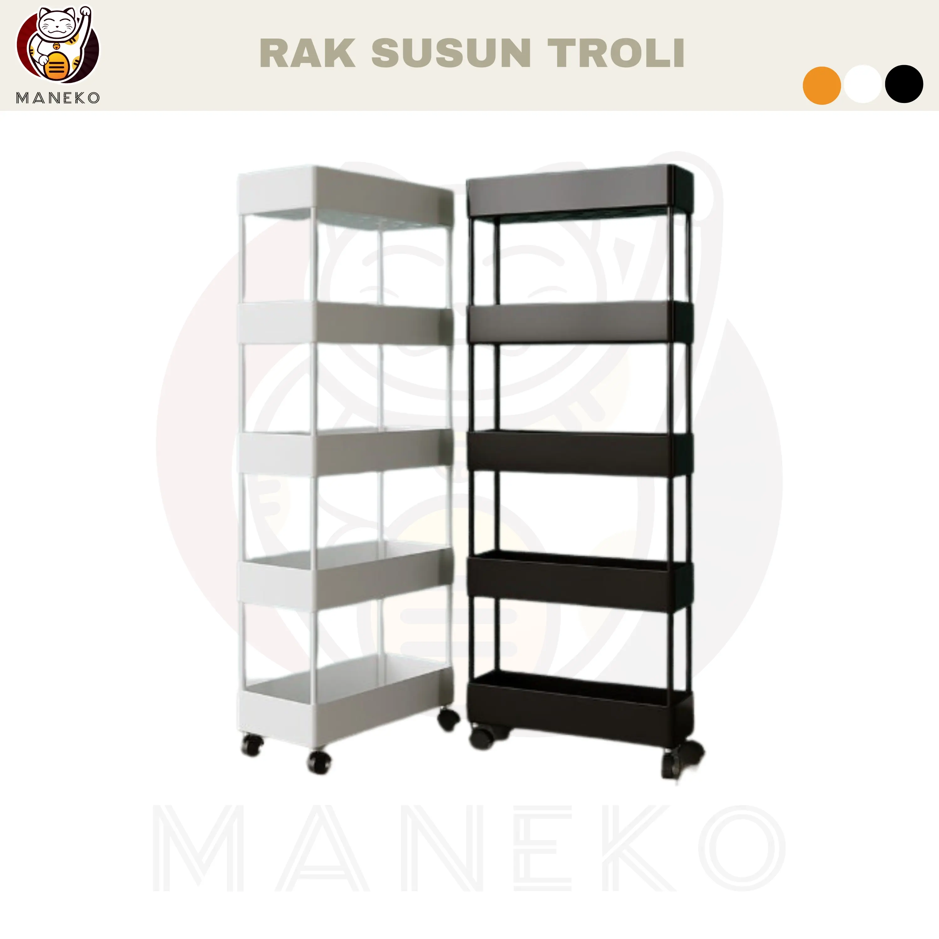 [ CLEARANCE SALE ] ZAVANESE Rak Troli Dapur Dorong Serbaguna Rak Salon Kamar Mandi Removable Rak Penyimpanan - 036 Plastik