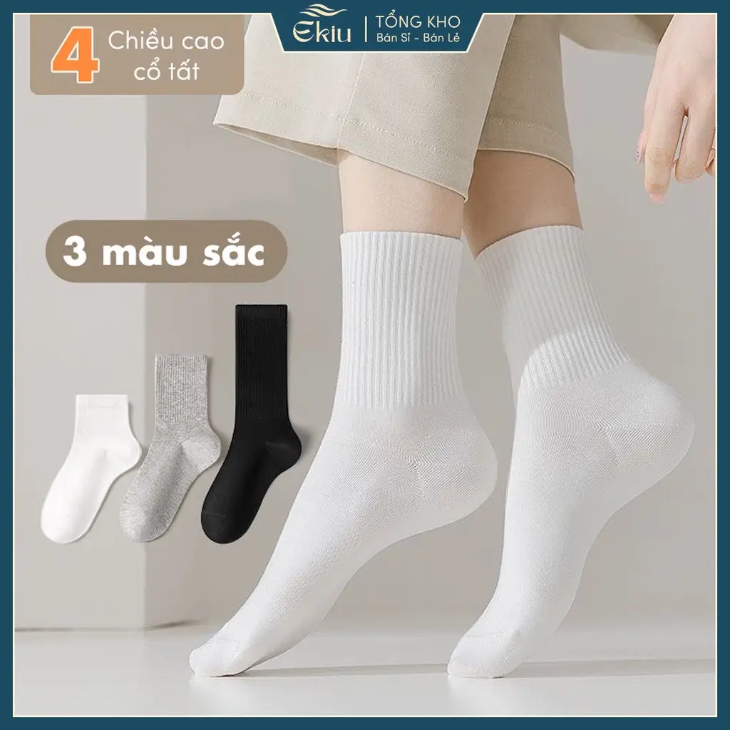 Tất Vớ Nam Nữ Chất Liệu Cotton Co Giãn Bốn Chiều, Phong Cách Đơn Giản, Chống Hôi Chân - Ekiu Shop