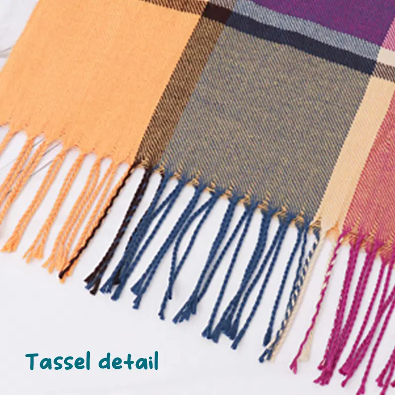 Khăn Quàng Cổ Kẻ Sọc Cho Bé Trai Và Bé Gái, Khăn Quàng Cổ Giả Cashmere, Ấm Áp, Dài Và Dày, Thu / Đông 6