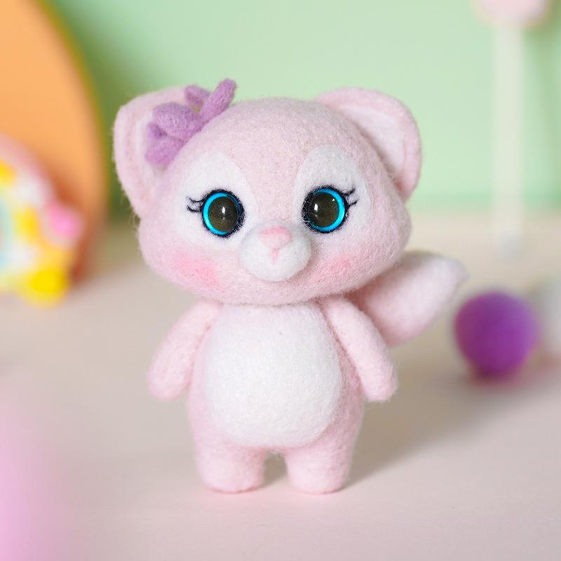 Wool Felt Poking Fun Cute Animal Bunny DIY Craft Kit Doll Birthday Gift Keychain Student Adult Handmade Toy 2