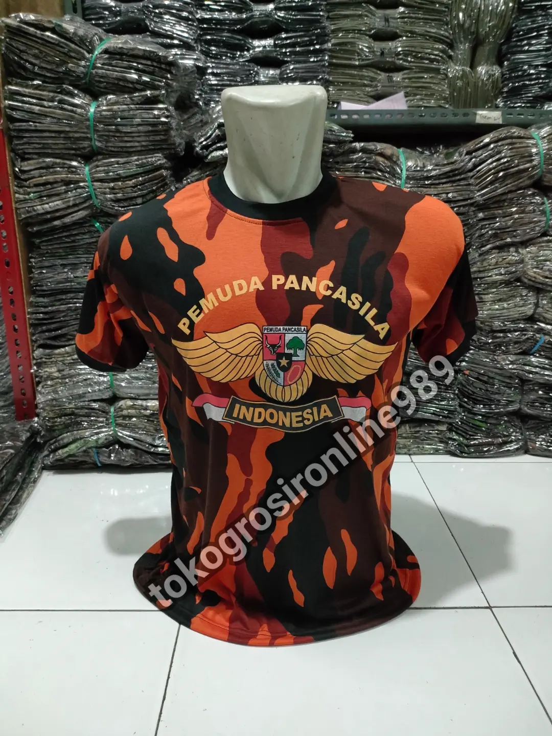 Kaos loreng pemuda pancasila model lengan pendek gambar wings