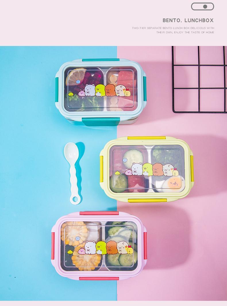 Product Introduction of 304 Stainless Steel Insulated Lunch Box for Students, Double Layer Compartment Bento Box, Office Workers' Lunch Separator Type, Canteen Meal Box 12