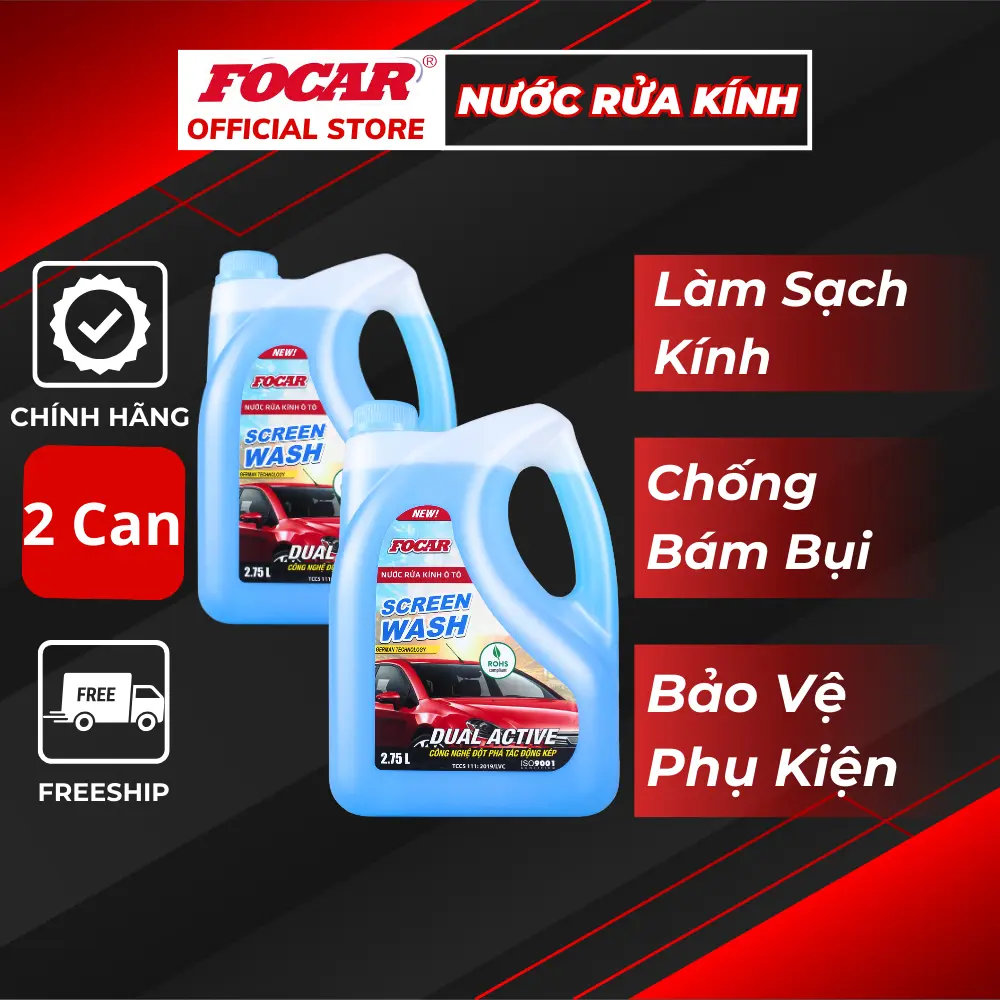 Combo 2 can nước rửa kính ô tô Focar Screen Wash 2.75L