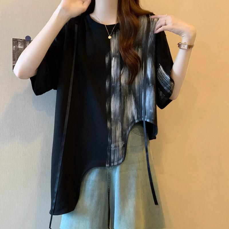 Atasan Kaos Wanita Dewasa Import Cuttingan Gelombang Tye Dye Tali Korean Style 4