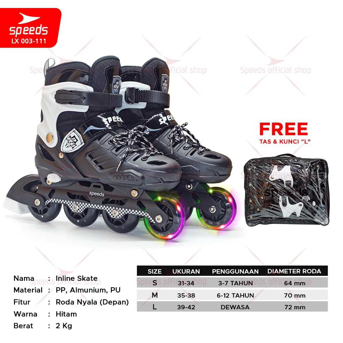 SPEEDS Sepatu Roda Skate Anak dan Dewasa Inline Roda Full Karet PU Roller Skate Outdoor 003-111
