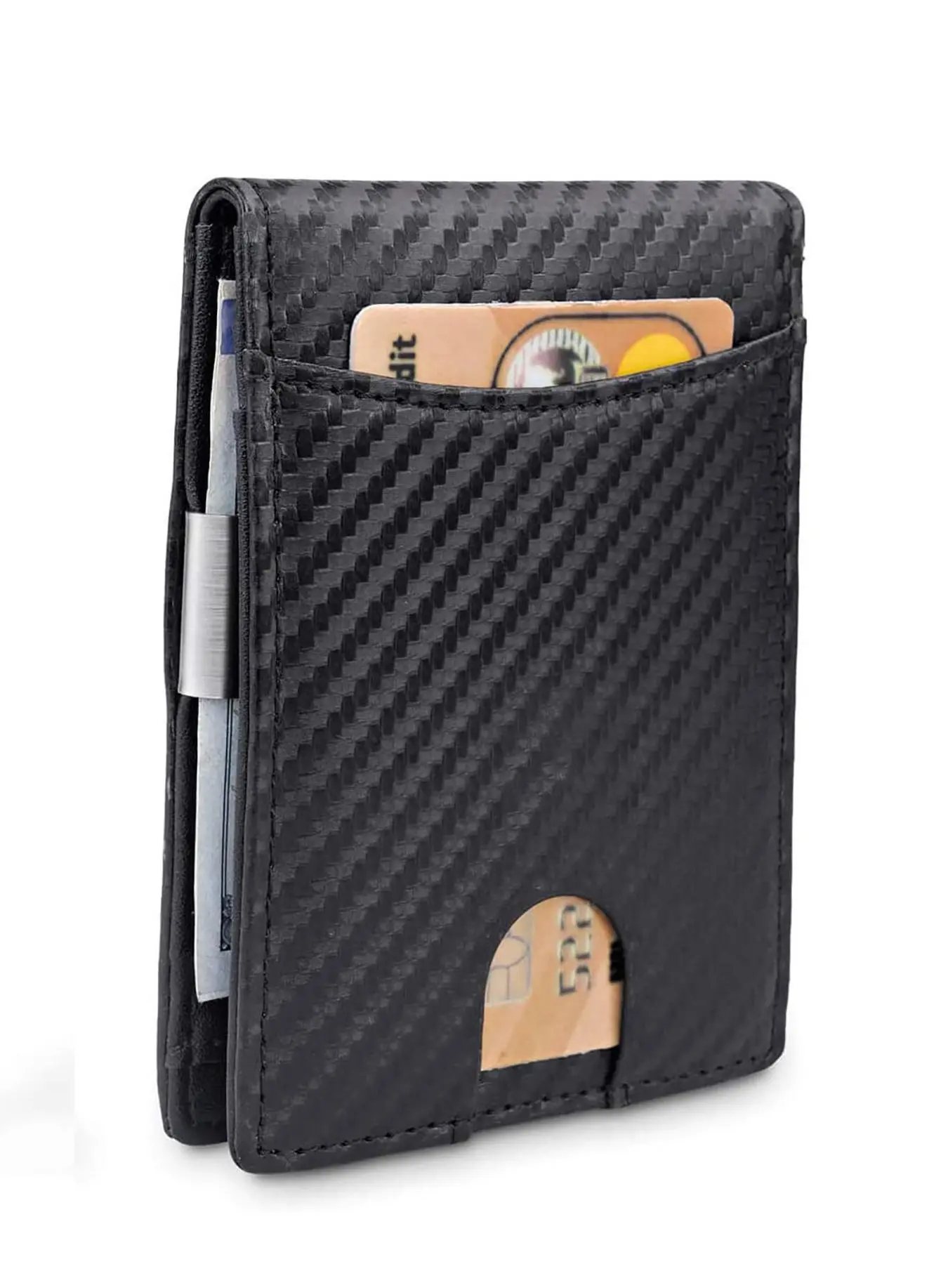 Men's Business Fashion Bifold Wallet with Rfid Blocking Card Holder,  Simple Style Geometric Pattern Card Holder, Casual Trendy Wallet for Work & Daily Use