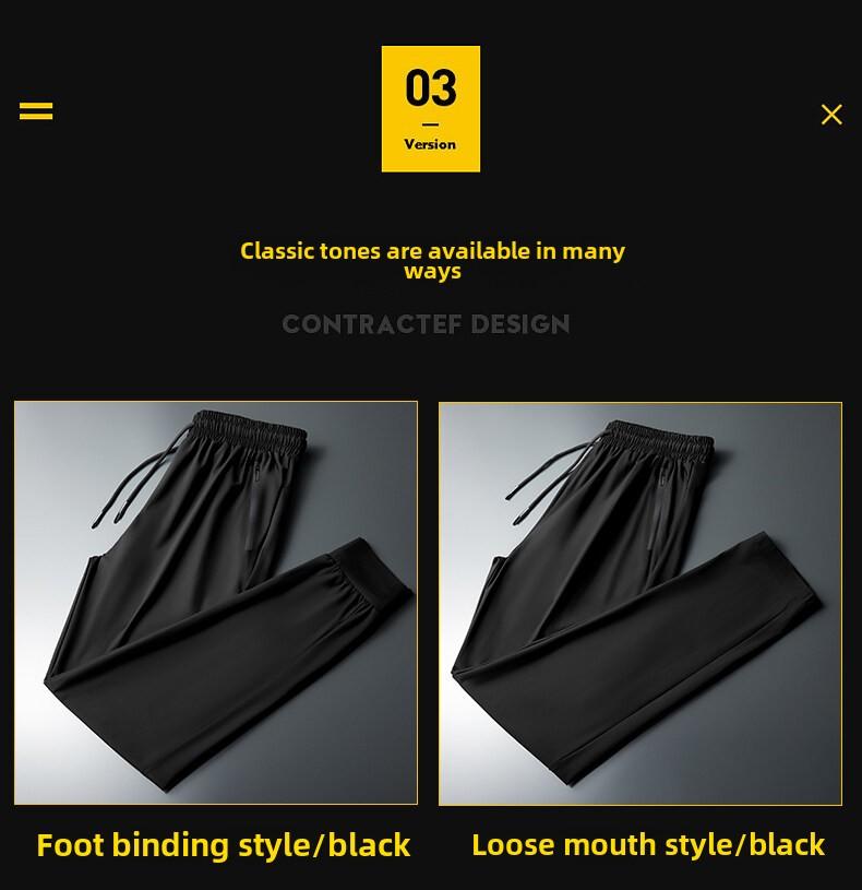 Product Introduction of Men's ice silk casual pants, summer lightweight loose large size quick-drying sports pants, men's trend slim-fit straight-leg long pants 8