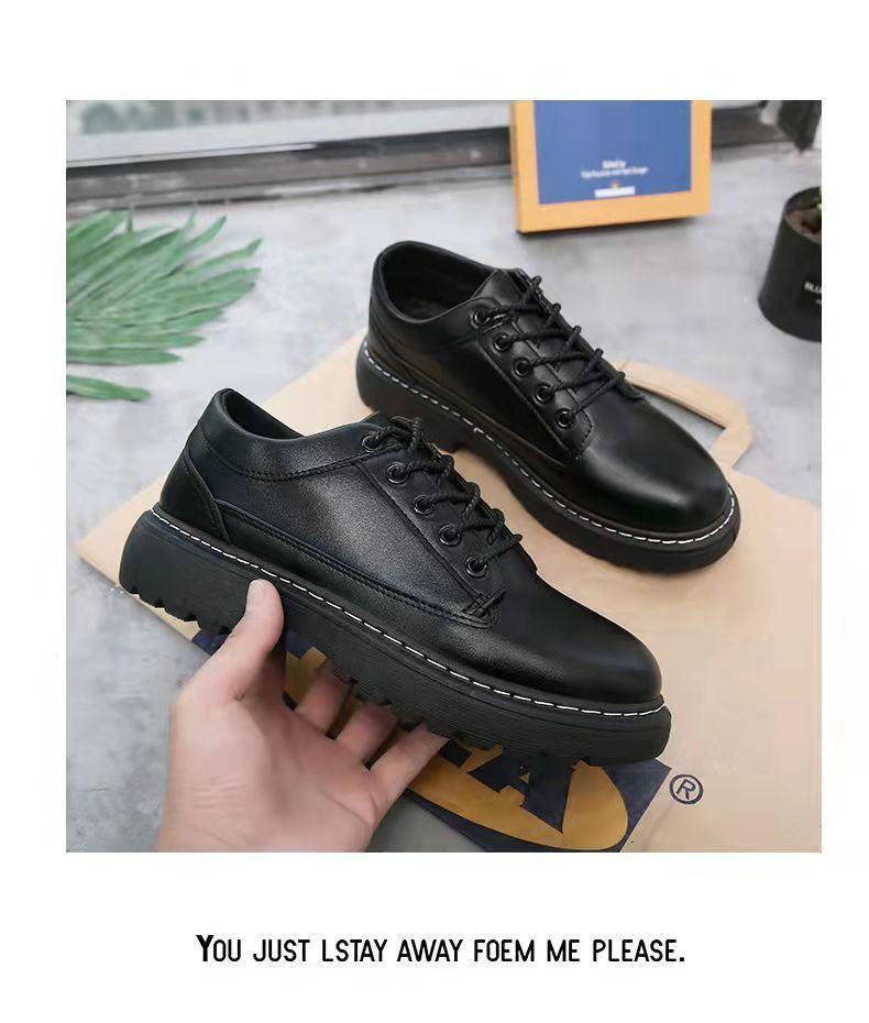 Product Introduction of Leather shoes men's all-match casual height increasing insole shoes men's black student youth leather shoes 16