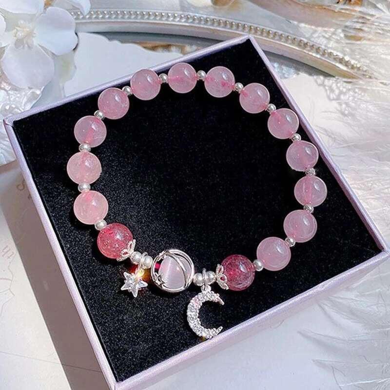 Product Introduction of Niche Design Star Chain Tassel for Women sy Blue Crystal Beads Elastic Rope Bracelet Best Friend Jewelry Gifts 5