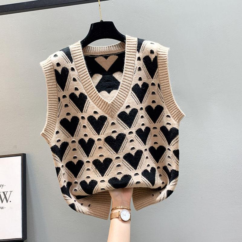 Áo Vest Dệt Kim, Áo Len Không Tay Áo Chui Đầu Nữ, Phong Cách Hàn Quốc, Cổ Chữ V, Dáng Rộng Vừa Vặn, Thời Trang, Hàng Mới Về Thu Đông Năm 2025 Women Top 1