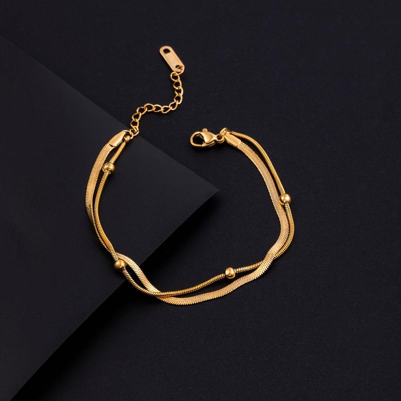 Product Introduction of 1pc Double Layers 18K Plated Hand Chain Bracelet Adjustable Hand Jewelry Decoration For Women 4
