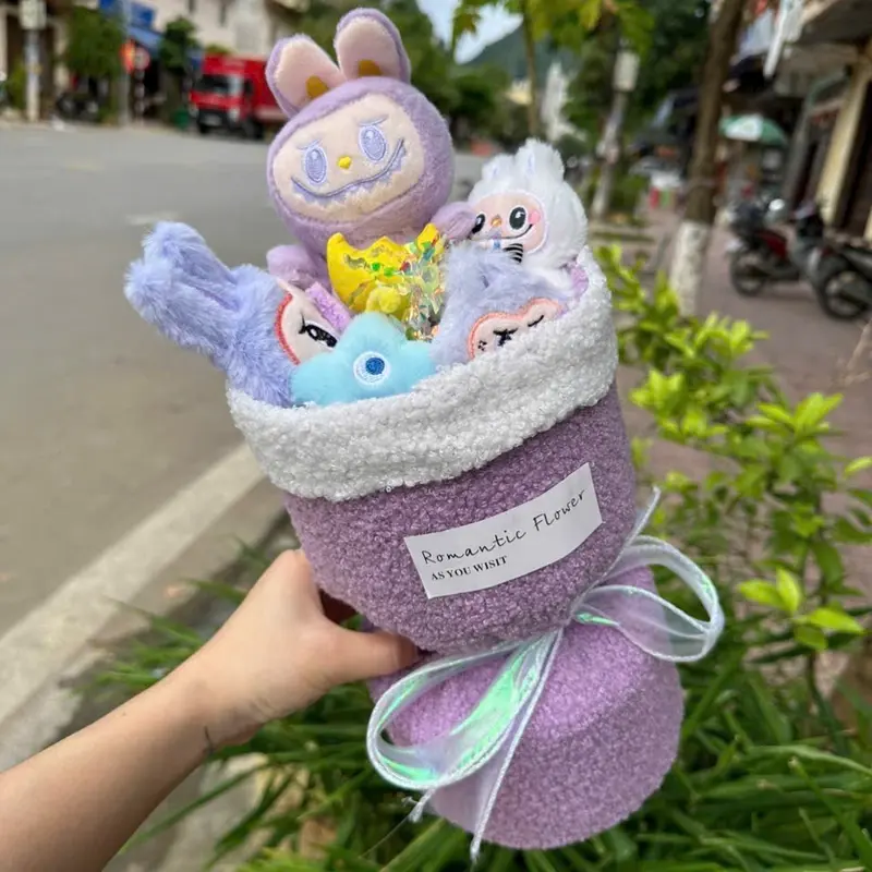 Bó Hoa Gấu Bông Labubu Độc Đáo - Quà Tặng Sinh Nhật, 20/10, Thú Bông Đồ Chơi Toy - Thú Nhồi Bông Led 7