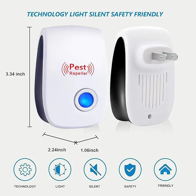 6 Packs Ultrasonic Pest Control Repeller, Electronic Pest Repellent Plug in Indoor for Insect Roaches Spider Ant Bug Mosquito Mouse Repellent for House Kitchen Garage Warehouse ultrasonic pest 4