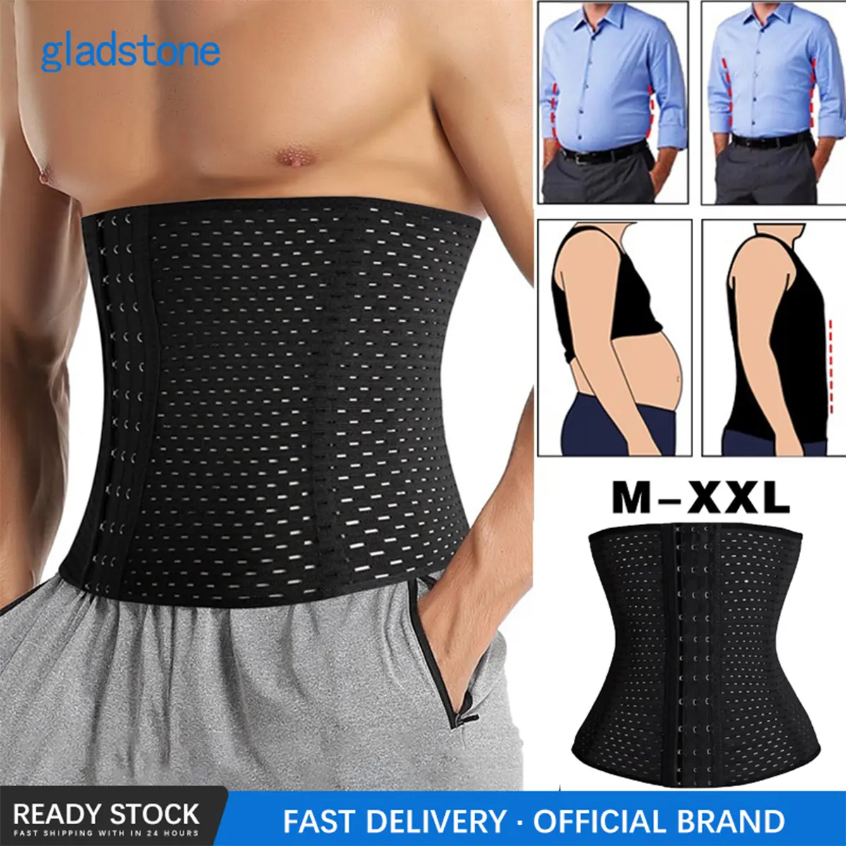 Men Body Shaper Waist Trainer Trimmer Belt Corset Abdomen Belly Shapers Control Compression Shapewear