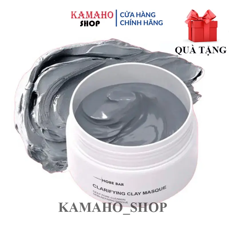 Mặt nạ đất sét HOBEBAR 55g làm sạch sâu se khít lỗ chân lông loại bỏ mụn đầu đen hiệu quả Cosmetics Women Skincare Nữ