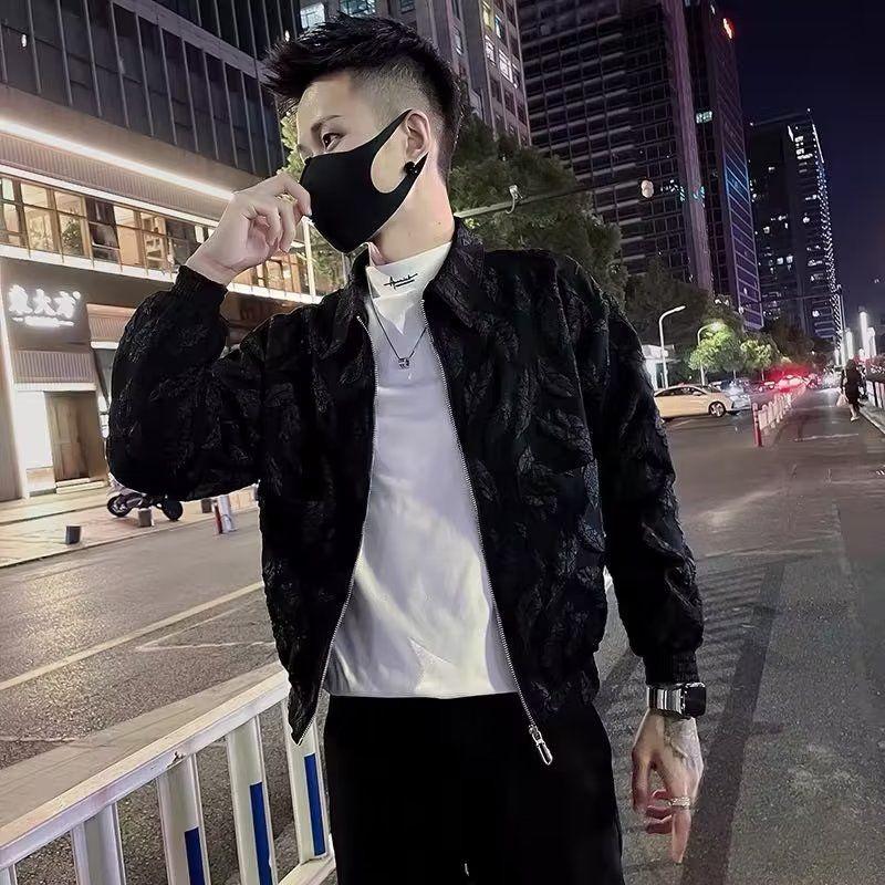 Áo Khoác Jacquard, Thương Hiệu Thời Trang Hợp Xu hướng Dành Nam, Thời Trang Mới 2023, Đẹp Trai Và Thường Ngày, Áo Dễ Phối Đồ Thích Hợp MùXuân Và MùThu, Dáng Ôm, Thương Hiệu Thời Trang Menswear Jacket Có Cổ Có Túi 0