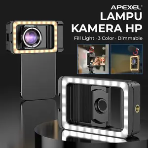 APEXEL Lampu Kamera HP Fill Light 3 Color Dimmable with Phone Clip - APL-FL23