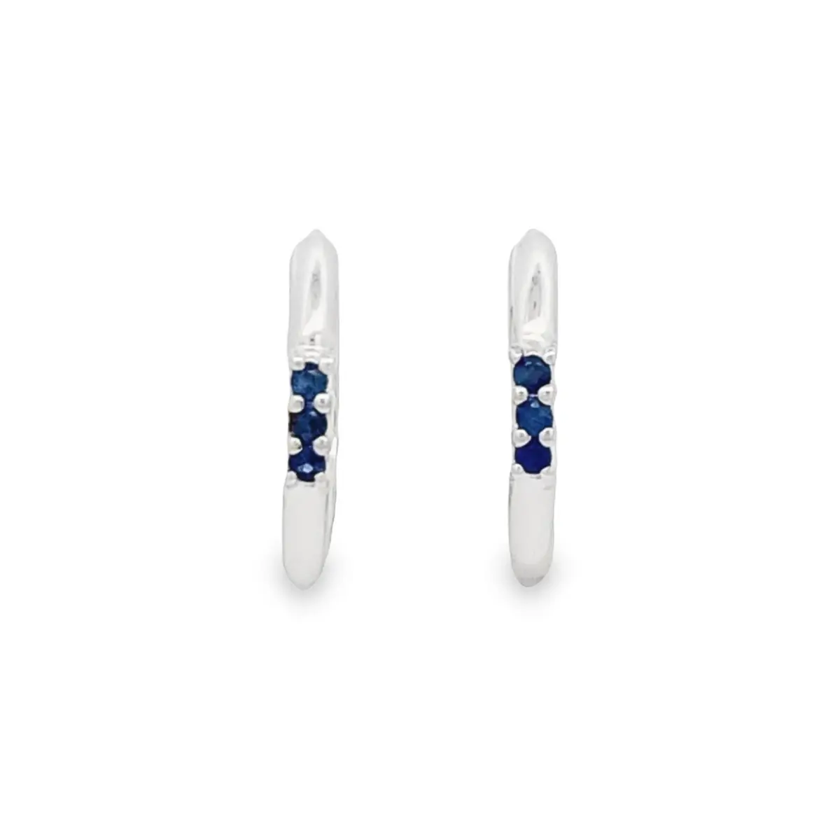 Top Cash Jewellery 9K Line Design Blue Sapphire Loop Earrings
